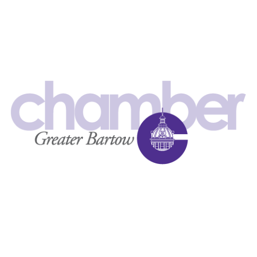 Greater Bartow Chamber logo with purple chamber wordmark and circular seal with a courthouse dome